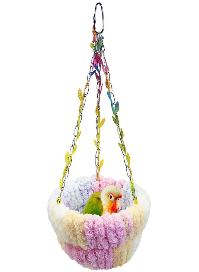 kathson Hanging Bird Bed, Hammock for Cage Winter Warm Bird Plush Nest Parrot Sleeping Bed for Budgie Lovebird Conure Quaker (Diameter 6.3 in, Pink) - Image 1